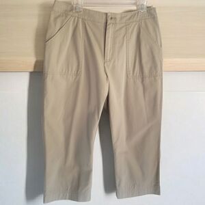 WOOLRICH Khaki Pants Womens Size 12P Outdoors Cropped Casual Belted Capri Pant